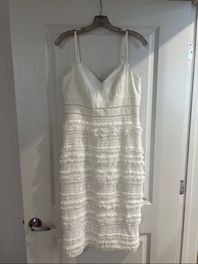Trina Turk White Lace Tiered Dress